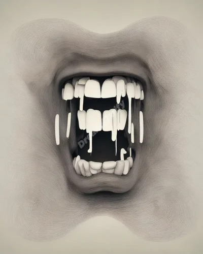 Sound waves from a yelling mouth forming visible shapes and symbols, representing the power of expression in dreams.