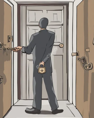 A landlord figure holding keys to various doors of opportunity, representing authority and access to life's possibilities.