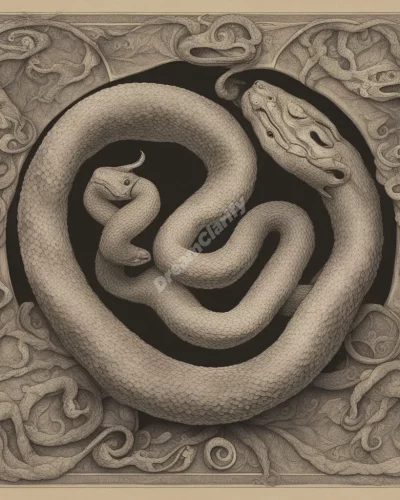 A boa constrictor coiling around dream symbols, representing restriction.