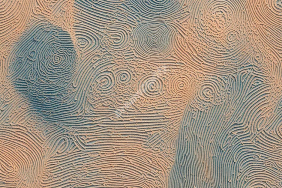 Fingerprints forming patterns of dream symbols, representing identity and uniqueness.