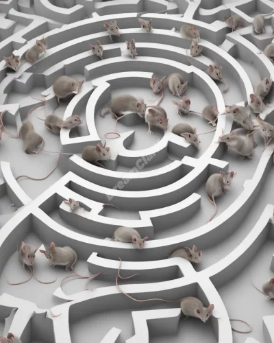 Mice scurrying through a dream maze, representing small but significant challenges.