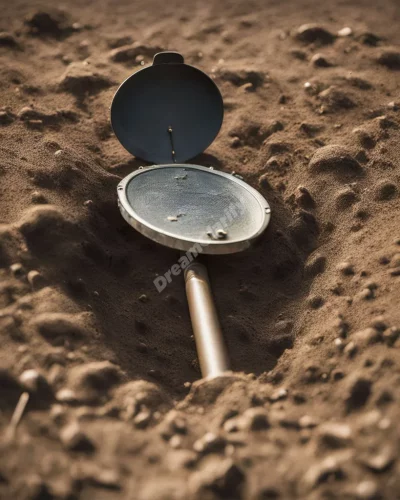 A metal detector revealing hidden treasures in the ground, symbolizing discovery.