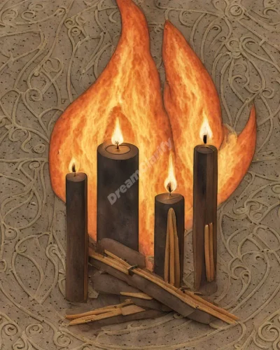 Matches igniting to reveal hidden dream symbols in the flames.