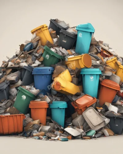 Piles of waste transforming into valuable resources, symbolizing the hidden value in what's discarded or overlooked.