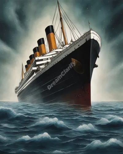 The Titanic sinking into a dream ocean, revealing hidden fears.