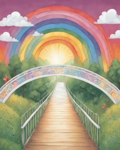 A rainbow bridge connecting different aspects of identity, symbolizing acceptance and diversity in gay dreams.