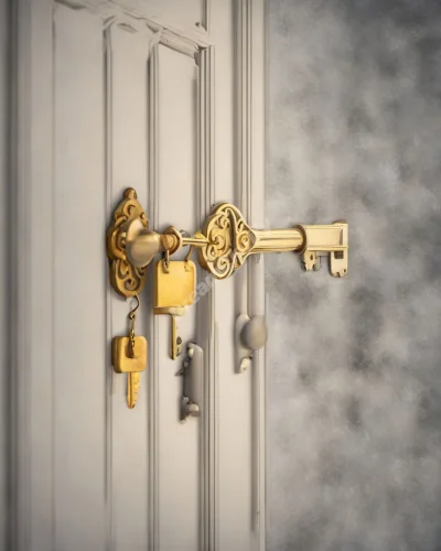 A key unlocking a door to the subconscious, representing hidden desires in dreams.