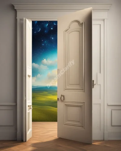 Doors swinging open to reveal new dreamscapes, each one representing opportunities and new beginnings.