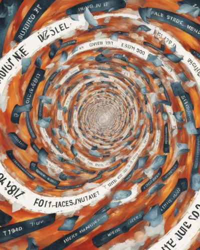 Raffle tickets swirling in a dream vortex, each one revealing a potential life outcome, representing chance and possibility.