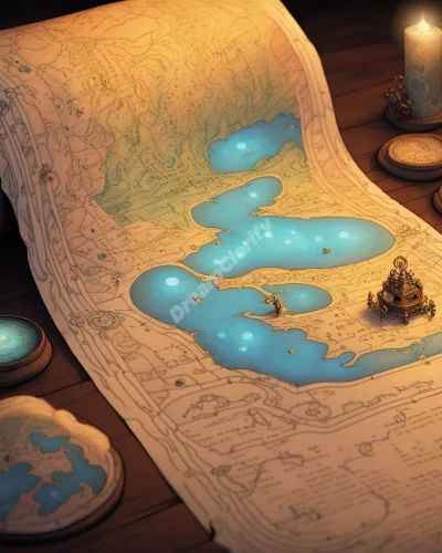 A glowing quest scroll unrolling to reveal a map of various dreamscapes, each representing a personal journey.