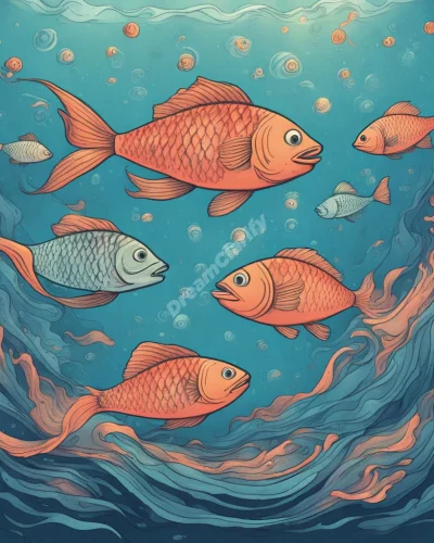 Fish swimming through a dream ocean, representing emotions.