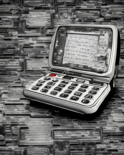 An old pager displaying cryptic dream messages against a backdrop of modern technology.