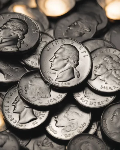 Nickels glowing with inner light, representing value and small gains.