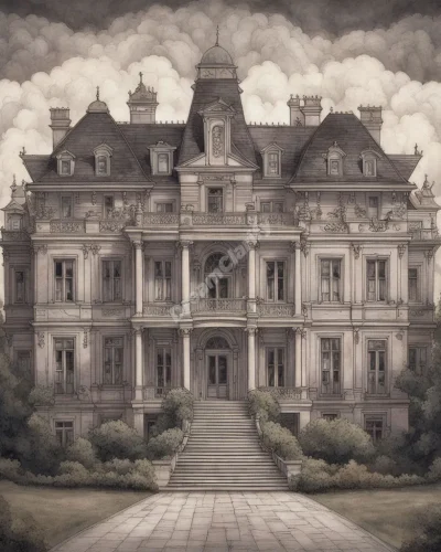 A grand mansion with each room revealing a different aspect of the dreamer's life, symbolizing the self in mansion dreams.