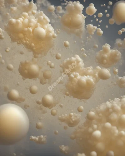 Yeast bubbles forming dream images as they rise, symbolizing growth and transformation in small beginnings.