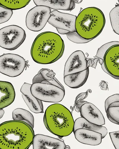 Kiwi fruits transforming into dream symbols, symbolizing hidden potential.