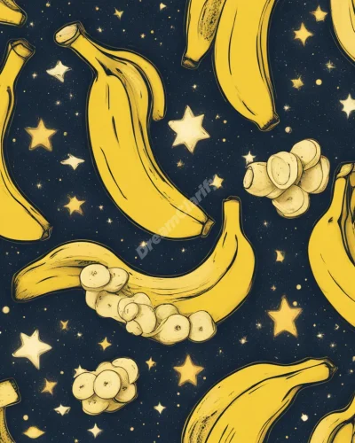 Bananas peeling to reveal cosmic scenes or dream symbols inside, representing hidden meanings and potential.