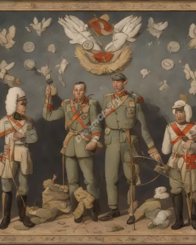 Military figures with dream symbols, representing discipline.