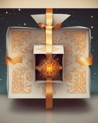 A gift being unwrapped, revealing glowing symbols of potential and hidden treasures within the mind.