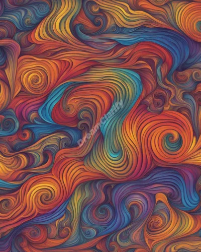 Swirling, colorful patterns forming recognizable shapes, representing the vivid and often confusing nature of hallucinations in dreams.