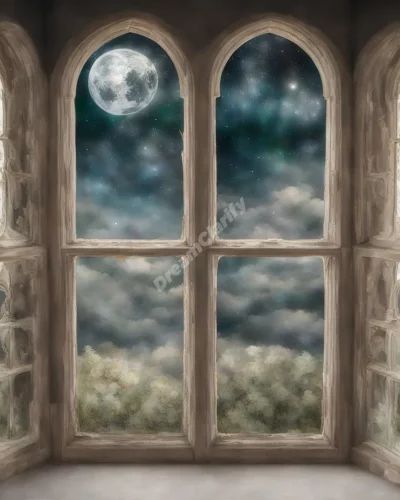 A window revealing inner dream scenes, representing introspection.