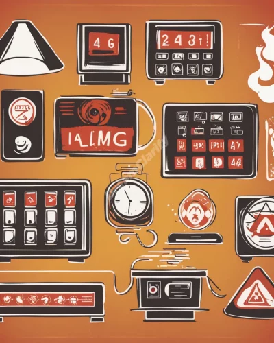 Alarms ringing with alert symbols, representing warnings.