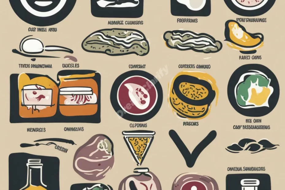 Food poisoning symbols, representing discomfort and caution.