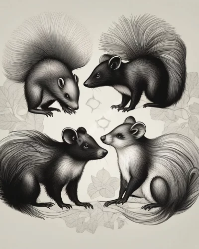 Skunks emitting dream symbols, representing defense mechanisms.