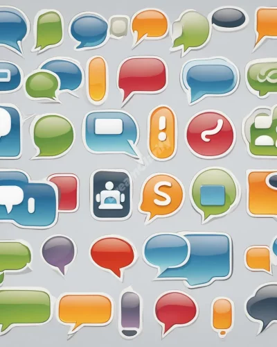 Instant messaging icons with communication symbols, representing connection.