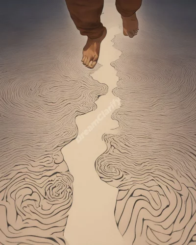 A foot stepping on different dream paths, representing journey.