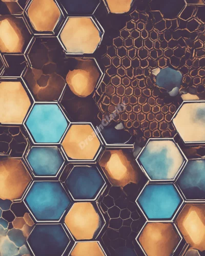 A honeycomb structure with each cell revealing a different dream symbol, representing community.