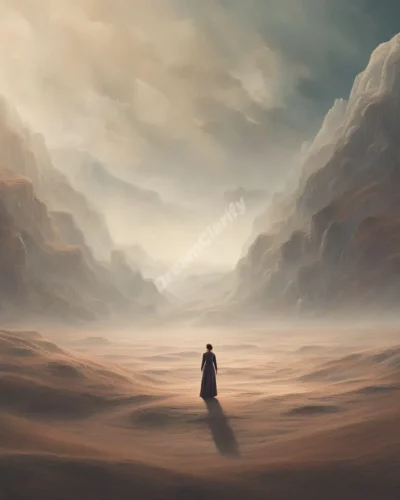 A figure standing in a vast outdoor dreamscape, representing freedom and exploration.