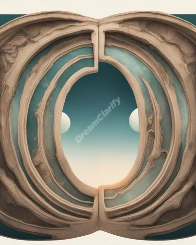 Oval shapes forming portals to different dream scenes, representing possibilities.