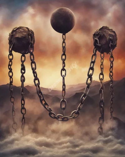 Chains of resentment dissolving into dream symbols, representing liberation through forgiveness.