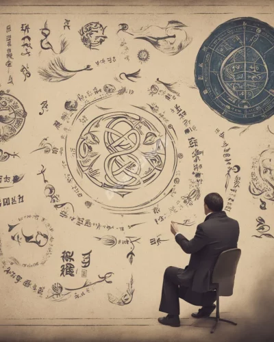 An interpreter translating dream symbols into various languages, representing communication.