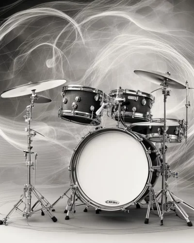 Drums creating visible sound waves that form dream symbols, representing rhythm and communication.