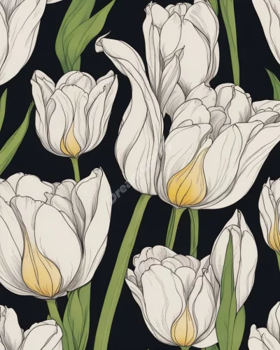 Tulips blooming to reveal dream symbols in their petals, representing growth and renewal.