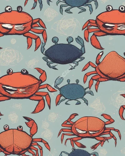 Crabs with dream symbols on their shells, scuttling between different emotional states, representing mood and defensiveness.