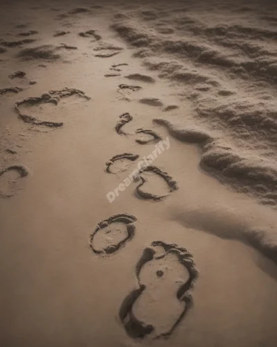 Footprints in mud revealing hidden dream symbols, representing life's journey and getting stuck.