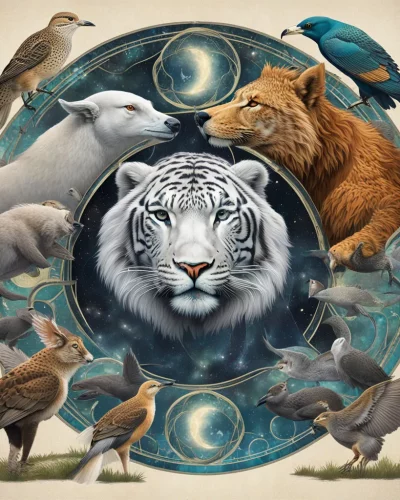 Various animals morphing into dream symbols, representing instincts and emotions in animal dreams.