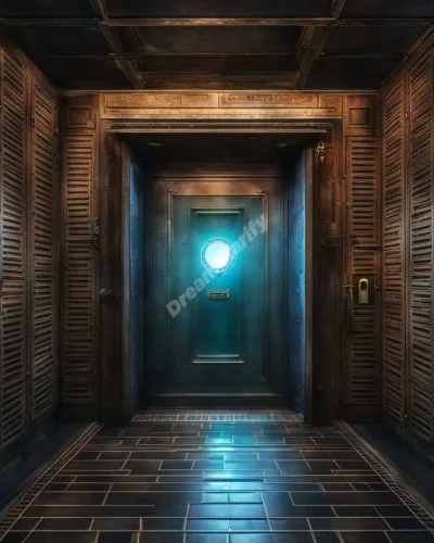 A locker opening to reveal a portal to another world, symbolizing hidden aspects of self.