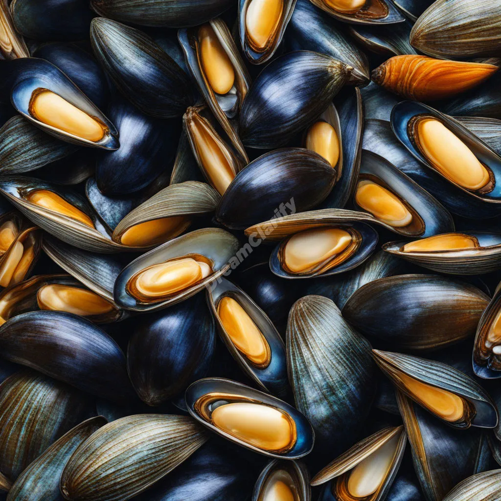 Mussels opening to reveal pearls of wisdom as dream symbols, representing hidden value.