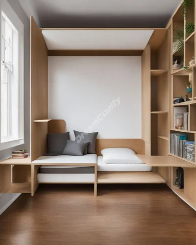 Furniture rearranging itself to reveal hidden dream rooms, representing change in personal space.