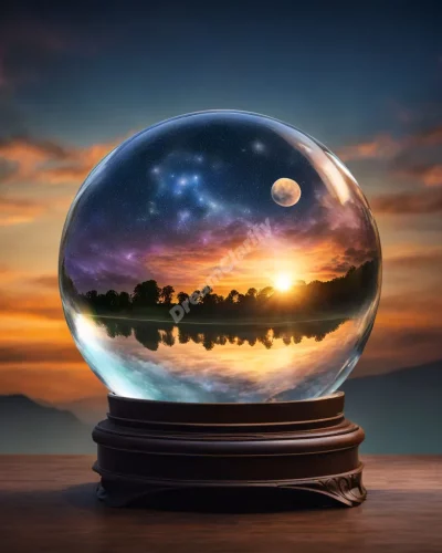 A crystal ball showing future events as dream symbols, representing predictive dreams.