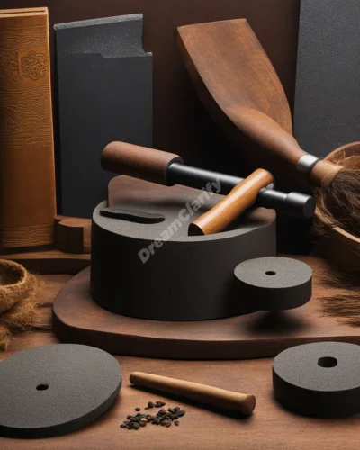 A grindstone sharpening tools that transform into dream symbols, representing hard work and improvement.