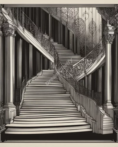 A staircase with each step revealing a different dream symbol, representing progress and challenges.