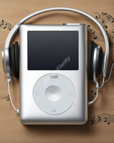 An iPod playing visible music notes that form dream symbols, representing personal soundtrack and emotions.