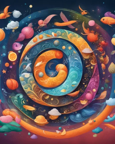 A stomach filled with swirling dream symbols, representing digestion of life experiences.