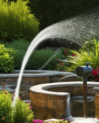 A garden hose spraying water that forms dream symbols, representing flexibility and nurturing.