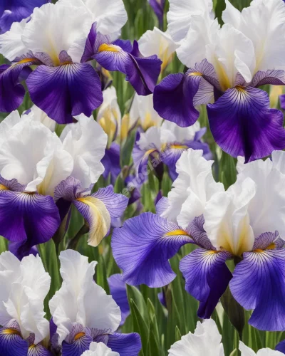 Iris flowers with petals revealing dream scenes when opened, representing vision and messages.